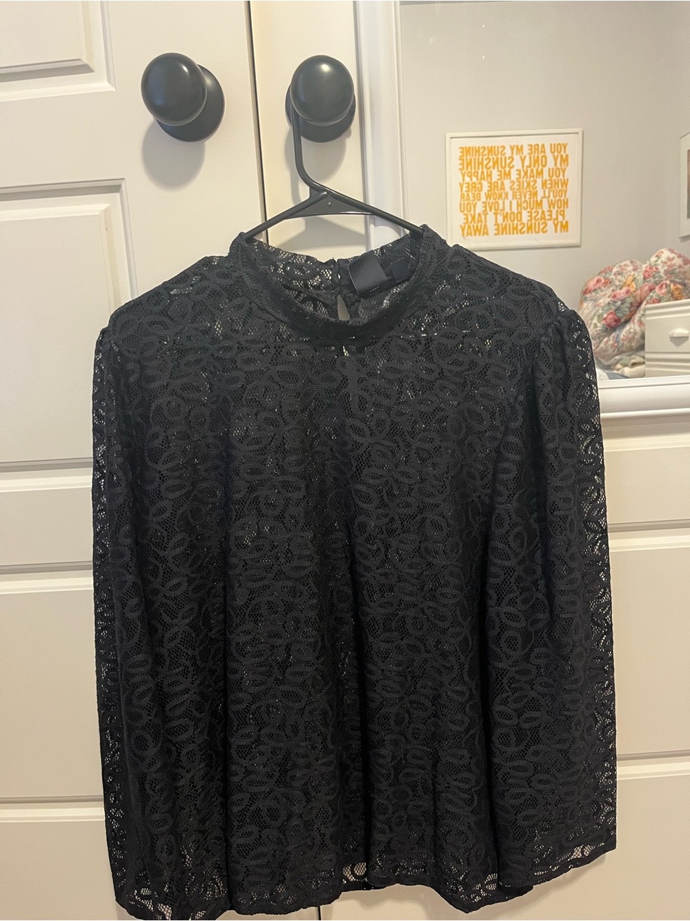 GAP Black Lace Long Sleeve Top